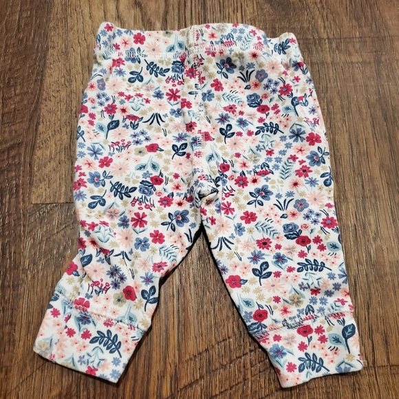 Carters Baby Girl Matching Set Pastel Pink One Piece Bodysuit Floral Leggings 3M - Picture 8 of 9